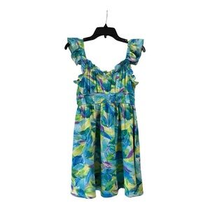 Blu Pepper Blue and Green Ruffled Mini Sundress Size Medium